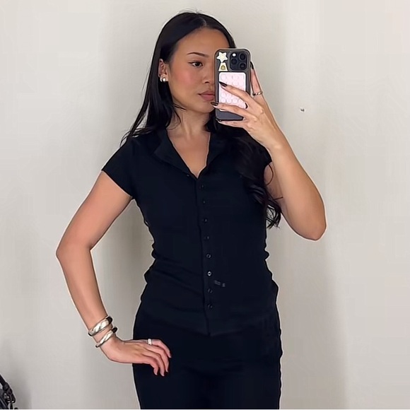 Reformation Raelynn Knit Top in Black